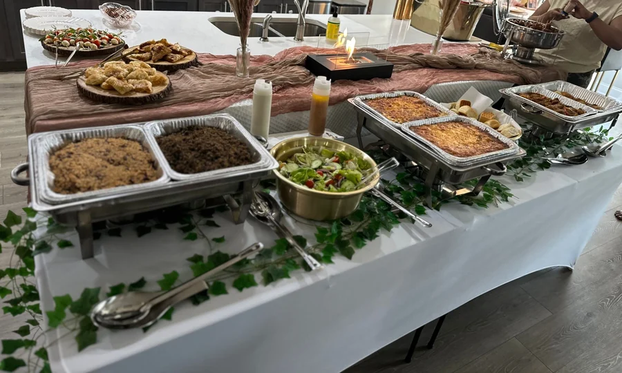 A BlendedSoul buffet set up for a private event